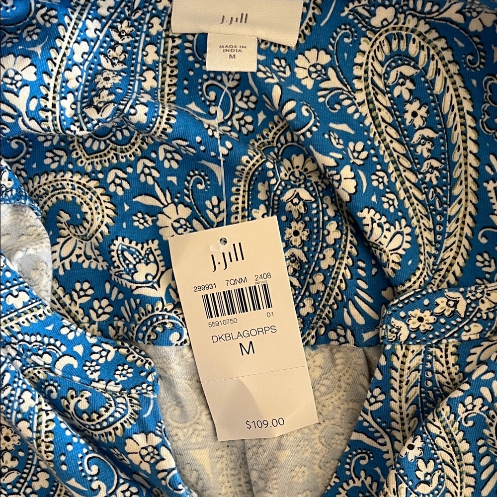 J.Jill Blue Paisley Women's A-Line Dress, NWT, M - Picture 7 of 7
